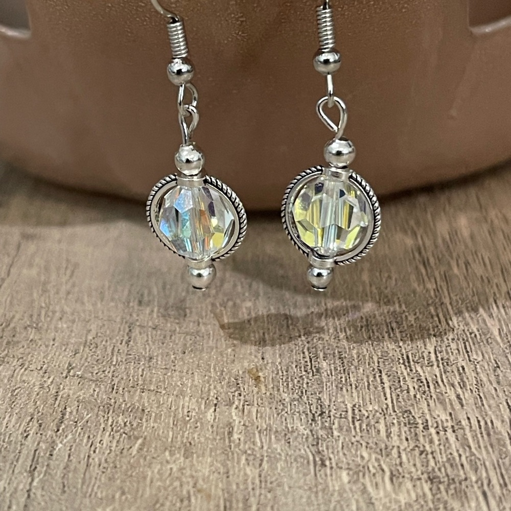 Swarovski- Beautiful sterling silver plated earrings with Swarovski glass beads!